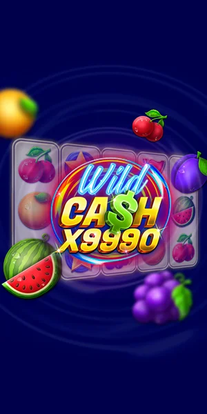 Logotipo del juego de tragamonedas Wild Cash con una pareja sonriente y una bola de discoteca en el fondo